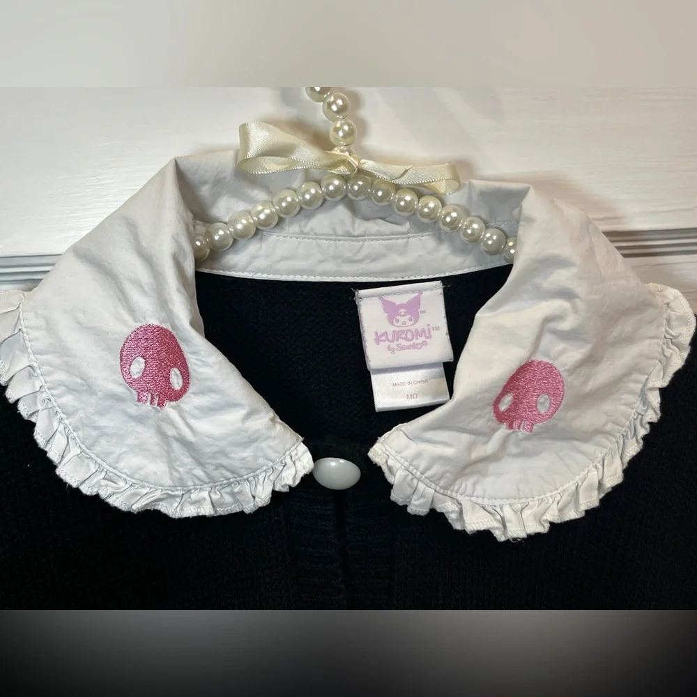 Hot Topic Kuromi Dress-Up Collar Cardigan Size M Black Deadstock - Picture 8 of 10